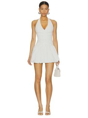 Bec + Bridge Freya Bubble Mini Dress in Ivory 6 New Womens Halter Stretchy